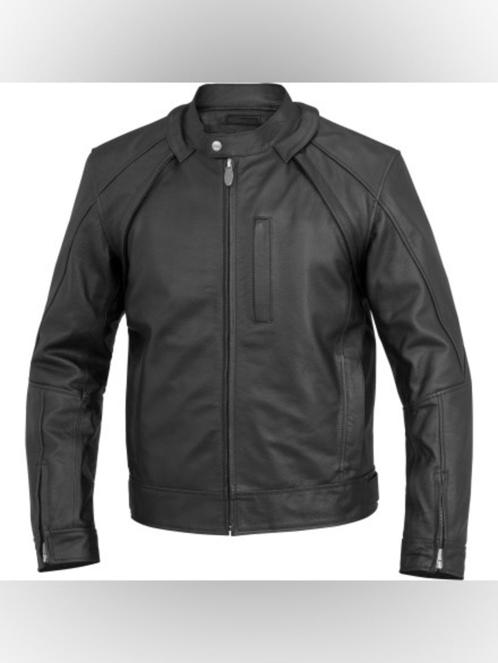 River Road Mortar leather jacket high collar snap closure removable sleeves